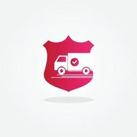secure and fast truck transport cargo shipping related delivery line style icon vector
