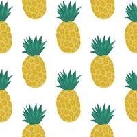 Abstract pineapple seamless pattern isolated on white background. Exotic tropical fruits decorative wallpaper. vector