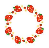 Wreath with strawberry and flower vector