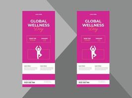 Global wellness day flyer template design.  global day flyer poster leaflet design. cover, flyer, print ready vector