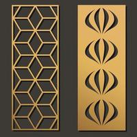 Laser cut template panels set. Die cut geometric pattern rectangle shape for metal , wooden, paper, engraving, stencil. Vector illustration design.