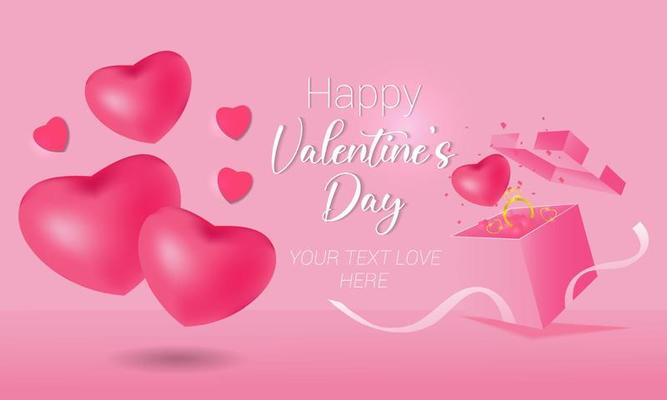 Lovely happy valentines day background with hearts and gift boxes