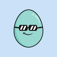 lindo huevo de pato con personaje de dibujos animados de expresión vector