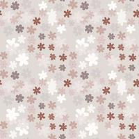 Pastel chamomile ornament seamless pattern. Light background with flower shapes in white, burgundy and beige tones. vector