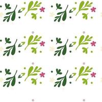 Small flowers and leaf seamless pattern. Floral endless ornament. Simple botanical backdrop. vector