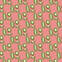 Little green abstract kiwi fruit silhouettes seamless pattern. Decorative natural backdrop with pink background. vector