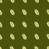 Minimalistic seamless citrus pattern with lemon hand drawn shapes. Abstract artwork with green background. vector