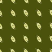 Minimalistic seamless citrus pattern with lemon hand drawn shapes. Abstract artwork with green background. vector