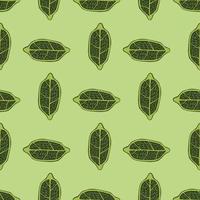 Abstract green lemon fruit silhouettes seamless pattern. Light green background. Food backdrop. vector