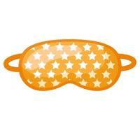 Sleep mask yellow with white pattern star on white background. Face mask for sleeping human isolated in flat style. vector