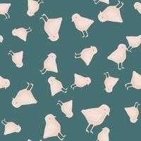 Seamless pattern of chicken. Domestic animals on colorful background. Vector illustration for textile.