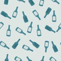 Bottle alcohol seamless pattern. Hand drawn background for menu. vector