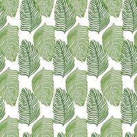 Organic palm leaf seamless pattern with hand drawn foliage print. Simple color background. Vector illustration for seasonal textile.