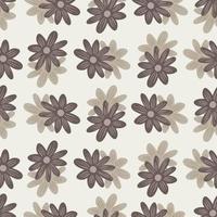 Seamless pattern with beige random daisy flowers ornament. Nature background. Field natural print. vector