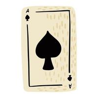 Play card spades isolated on white background. Vintage abstract design card in color black. vector