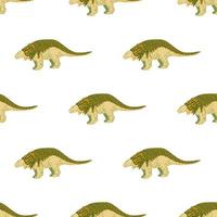 patrón aislado sin costuras con siluetas de dinosaurios jurásicos. ankylosaurs verde telón de fondo aislado. vector