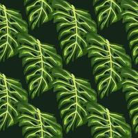 Tropical palm foliage seamless pattern with green monstera leaf. Exotic background. vector