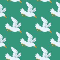 Seagulls seamless pattern. Background of sea birds. vector