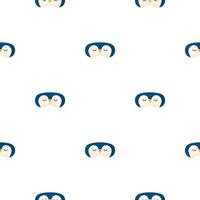 Penguin blue color geometric seamless pattern on white background. Children graphic design element for different purposes. vector