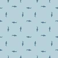 Seamless pattern Tiger shark light blue background. Blue textured of marine fish for any purpose. vector