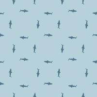 Seamless pattern Tiger shark light blue background. Blue textured of marine fish for any purpose. vector