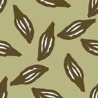 Bloom seamless pattern with abstract leaf foliage print. Green olive pale background. Random print. vector