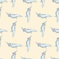 Abstract seamless animal bird pattern in simple style with cockatoo bird shapes. Parrot cartoon backdrop. vector