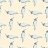 Abstract seamless animal bird pattern in simple style with cockatoo bird shapes. Parrot cartoon backdrop. vector