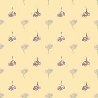 Purple and grey colored gypsophila flower hand drawn print. Botanical backdrop with beige background. vector