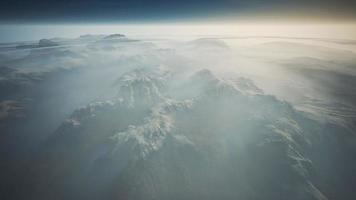 Alps mountain range aerial shot flying