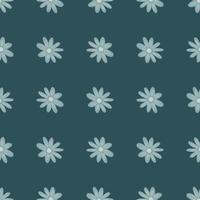 pradera botánica de patrones sin fisuras con estampado de margaritas de flores decorativas. telón de fondo floral azul turquesa. vector