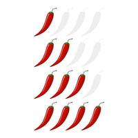 Spicy chilli pepper on the rise heat isolated on white background. Sticker for menu restaurant in flat style. vector