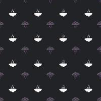 Clouds with lightning of seamless pattern. Cute hand drawn background. vector