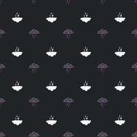 Clouds with lightning of seamless pattern. Cute hand drawn background. vector