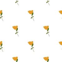 Isolated seamless pattern with bright orange flowers shapes. White background. Simple style print. vector