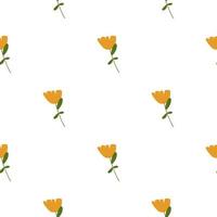 Isolated seamless pattern with bright orange flowers shapes. White background. Simple style print. vector