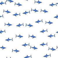 Seamless pattern shark on isolated white background. Texture of marine fish for any purpose. vector