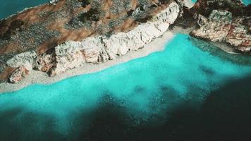 aerial view from flying drone of rocky island in Atlantic ocean video