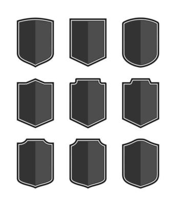 Set of vector shield emblem icon on white background
