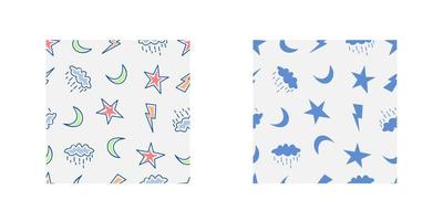 Seamless star, rain and moon pattern vector illustration