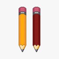 Set of pencils in pixel art style vector