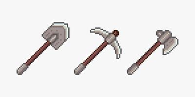 Weapons in pixel art style vector