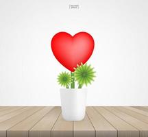 Tree of heart on wood. Abstract sign and symbol for valentines' day. Flower of red heart. Vector. vector