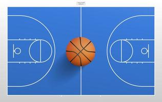 Basketball ball and basketball field background. With line of court pattern and area. Vector. vector