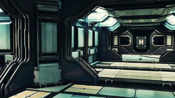 corredor de nave espacial de ciencia ficción futurista realista video