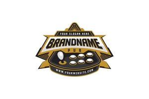 logo for a bar serving arcade games and pizza vector