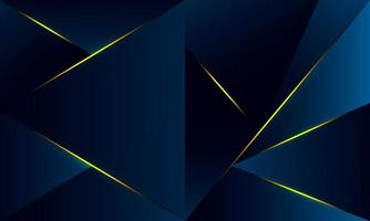 Abstract blue polygon triangles shape pattern background with golden line and lighting effect luxury style. Illustration Vector design digital technology concept.