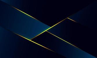 Abstract blue polygon triangles shape pattern background with golden line and lighting effect luxury style. Illustration Vector design digital technology concept.