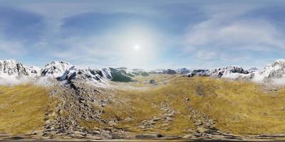 VR360 view on snowy tops and valley in summer Himalaya mountains video