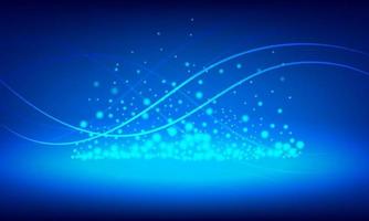 Illustration Vector design digital technology concept. Glowing wavy lines template with Blue background.